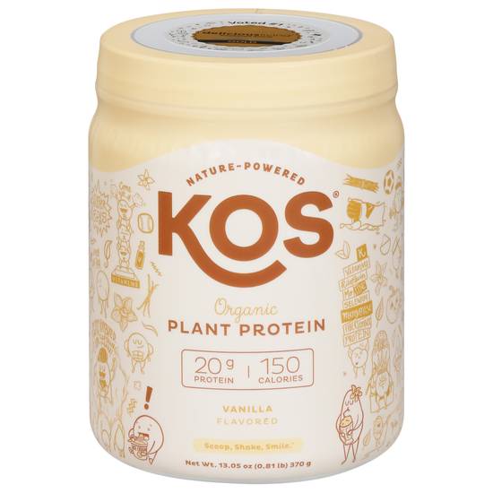 Kos Organic Vanilla Flavored Plant Protein (13.1 oz)