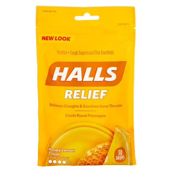 Halls Honey Lemon Cough Drops 30ct