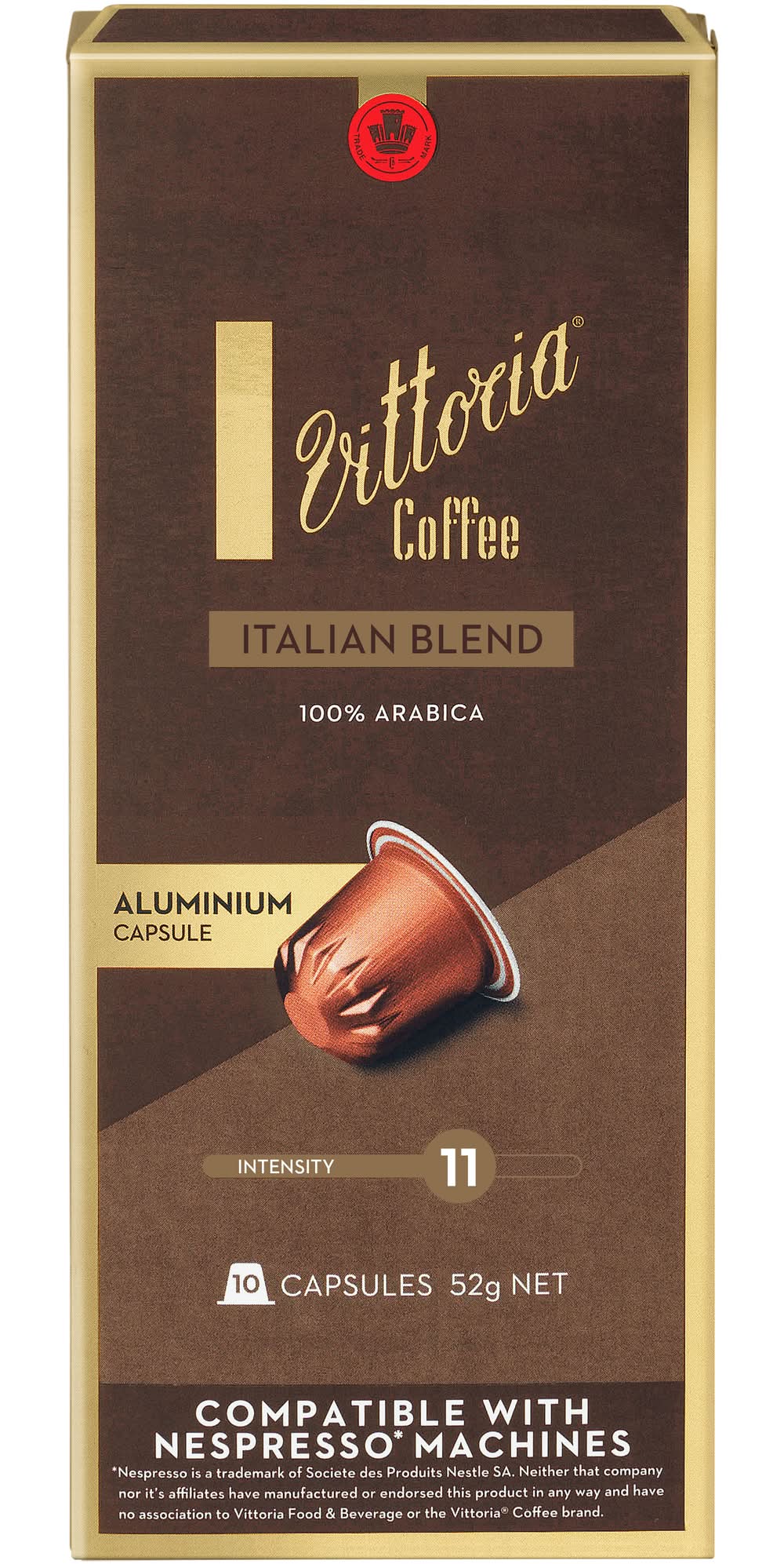 Vittoria Coffee Italian Nespresso Compatible Coffee Capsules (52g, 10 pack)