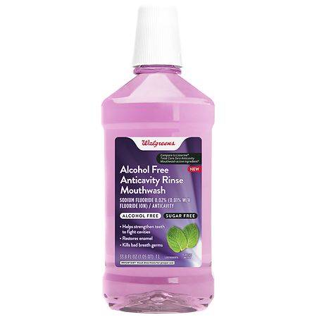 Walgreens Alcohol Free Anticavity Rinse Mouthwash Fresh Mint (33.8 fl oz)