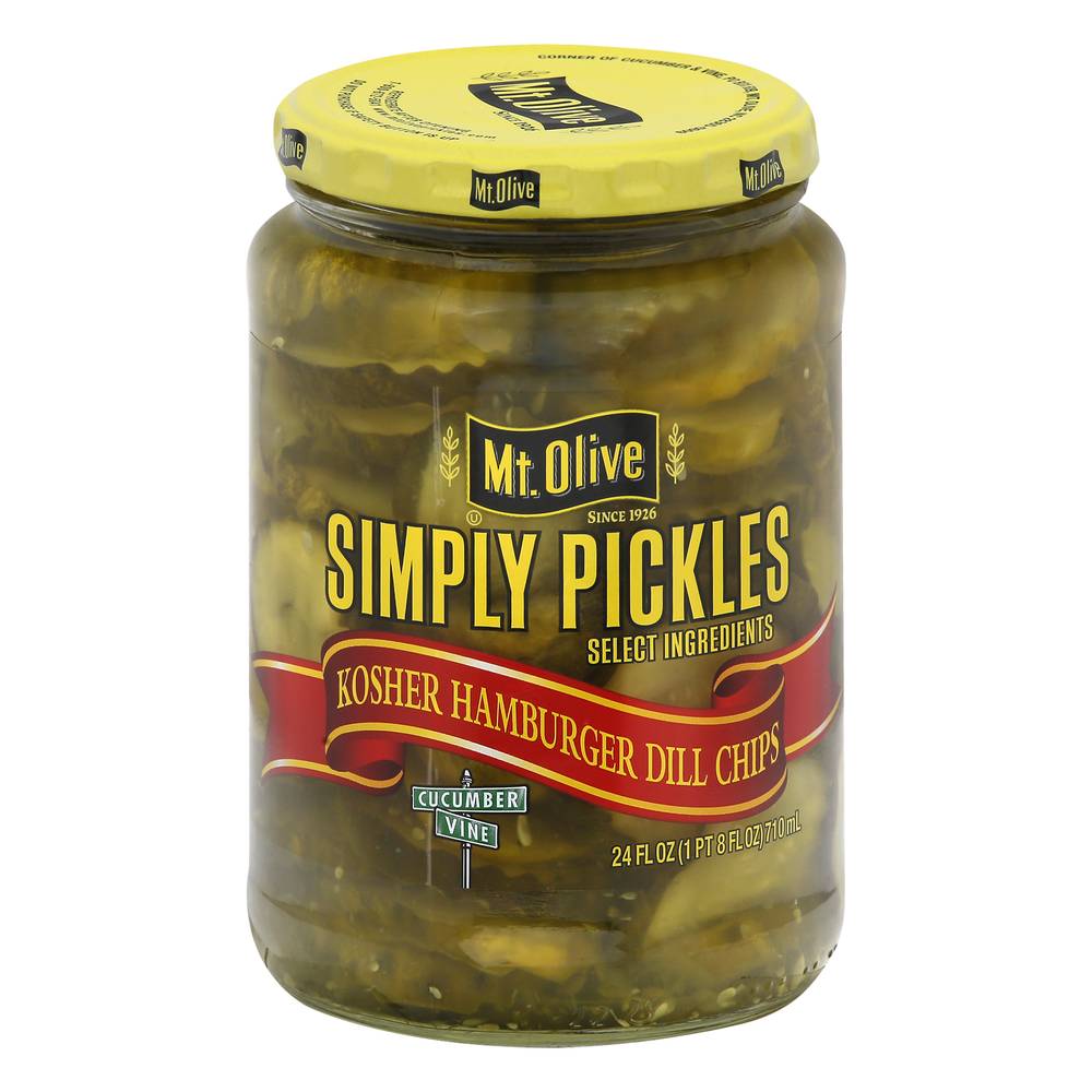 Mt. Olive Simply Pickles Kosher Hamburger Dill Chips (24 fl oz)