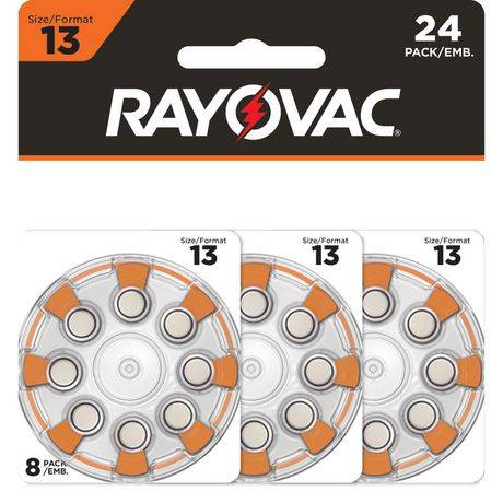 Rayovac Size 13 Hearing Aid Batteries (24 Pack), Size 13 Batteries