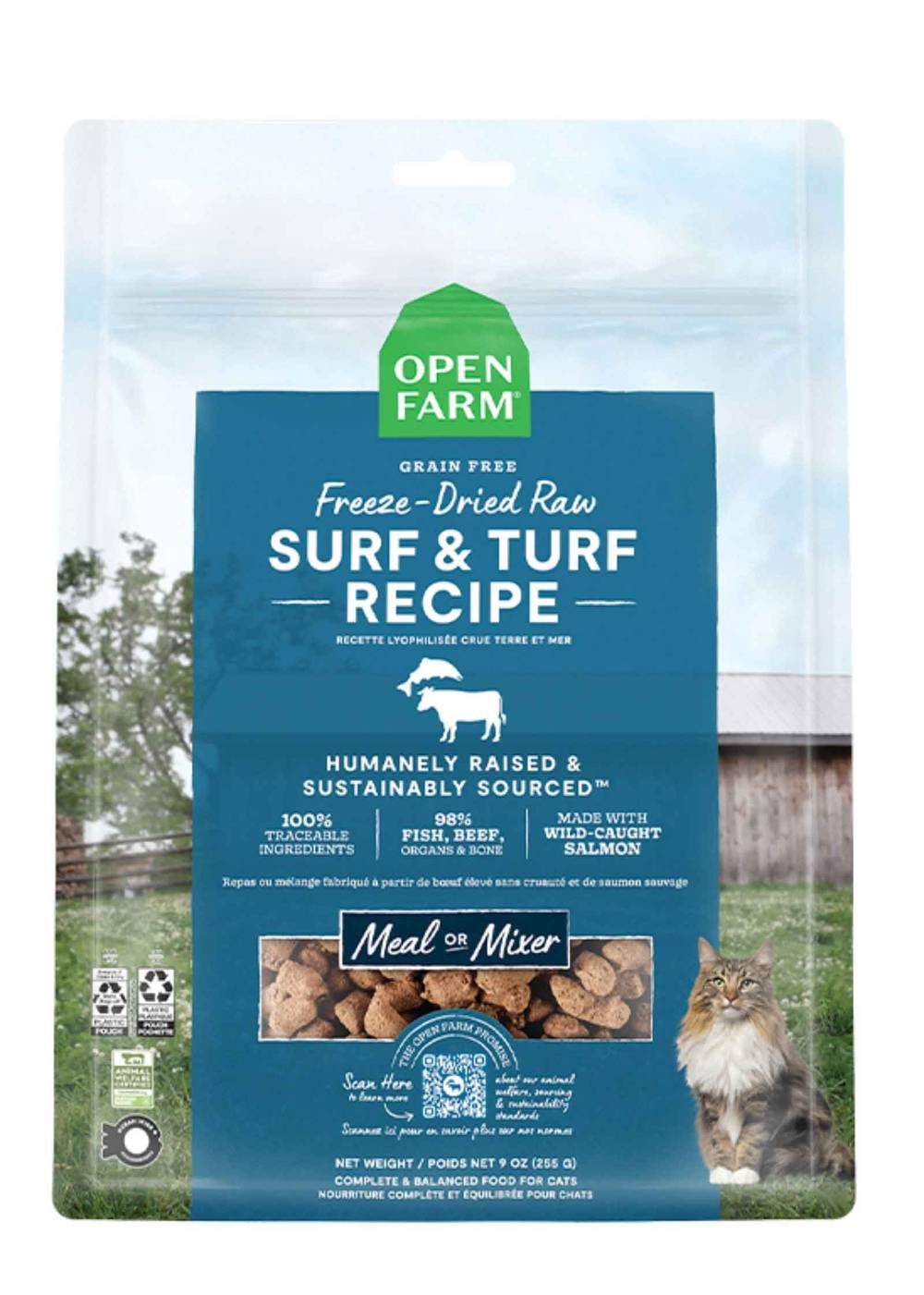 Open Farm Grain Free Freeze Dried Surf & Turf Recipe Cat Food (9 oz)