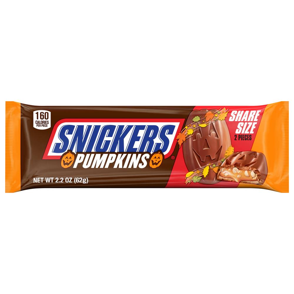 Snickers Chocolate Halloween Candy Bars, Pumpkins (2.2 oz)