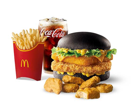 微牽絲起司排脆豬薯爽餐 | Slightly Stringy Cheese Patty Pork Cheese Burger+Large Fries Combo