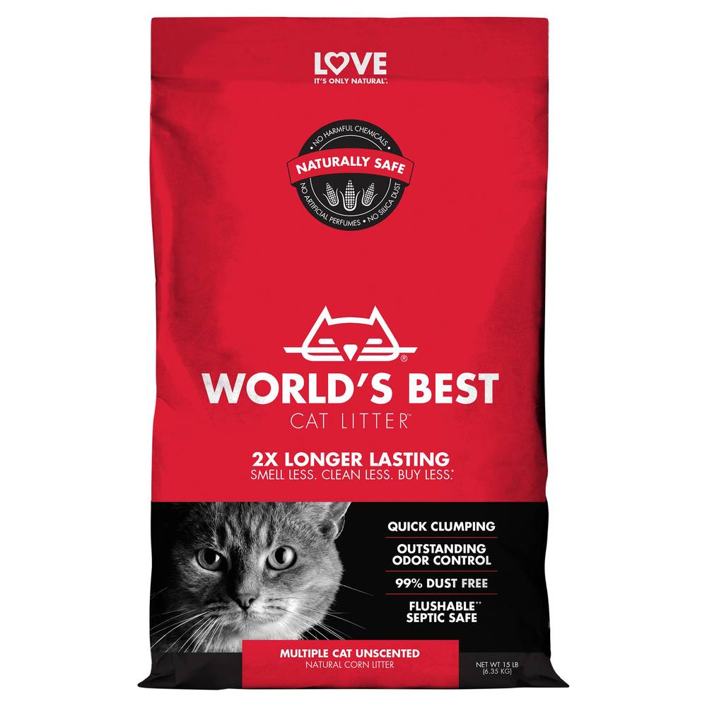 World's Best Cat Litter Multiple Cat Unscented Litter (15 lbs)