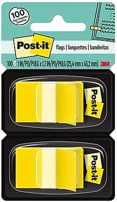 Post-it Flags, .94 Wide, Yellow, 100 Flags/Pack (680-YW2)
