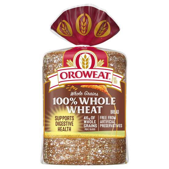Oroweat Whole Grains 100% Whole Wheat Bread (24 oz)