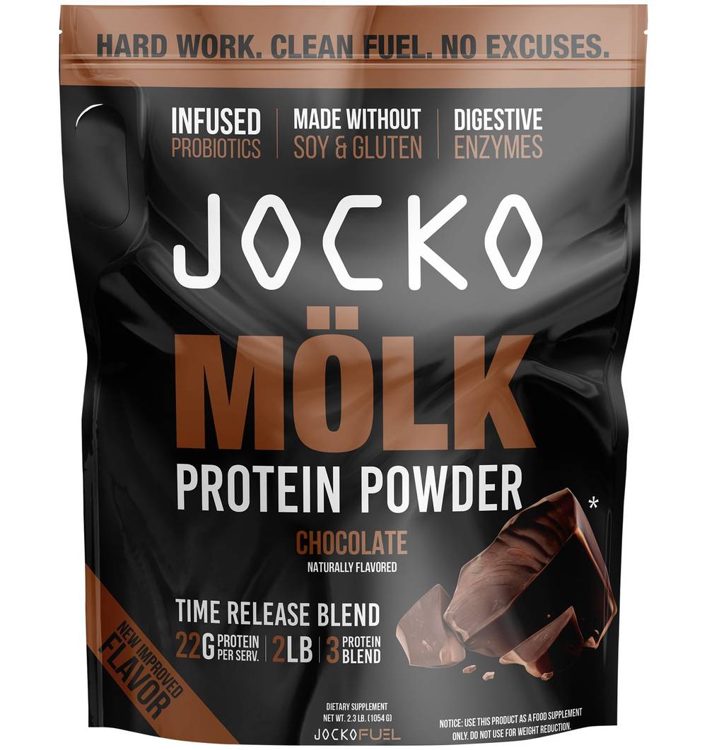 Jocko Fuel Molk Protein With Infused Probiotics and Digestive Enzymes Powder, Chocolate (2.3 lbs)