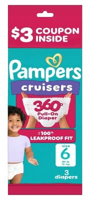Pampers Cruisers 360 Pull-On Disposable Diapers, 6 (3 ct)