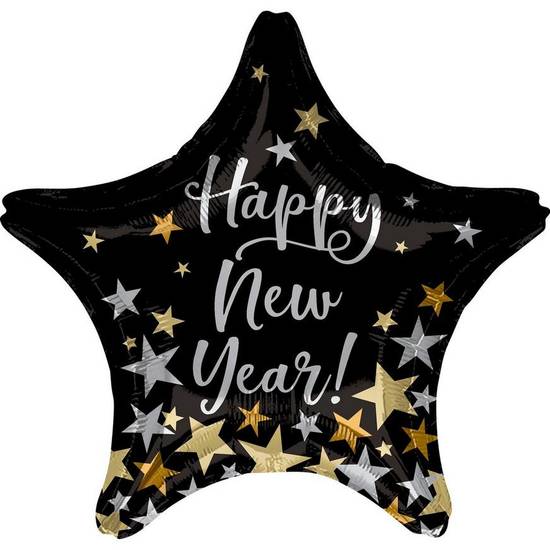 Uninflated Happy New Year Star Foil Balloon, 19in - New Year Celebration