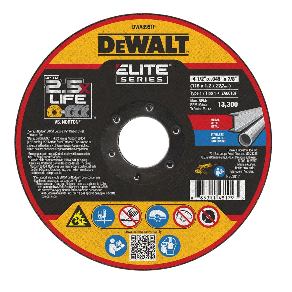 DeWalt ELITE SERIES 4.5-in Bonded abrasive Cut-off wheel