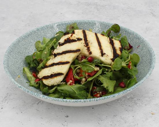 GREENS & GRAINS SALAD WITH HALLOUMI (V)