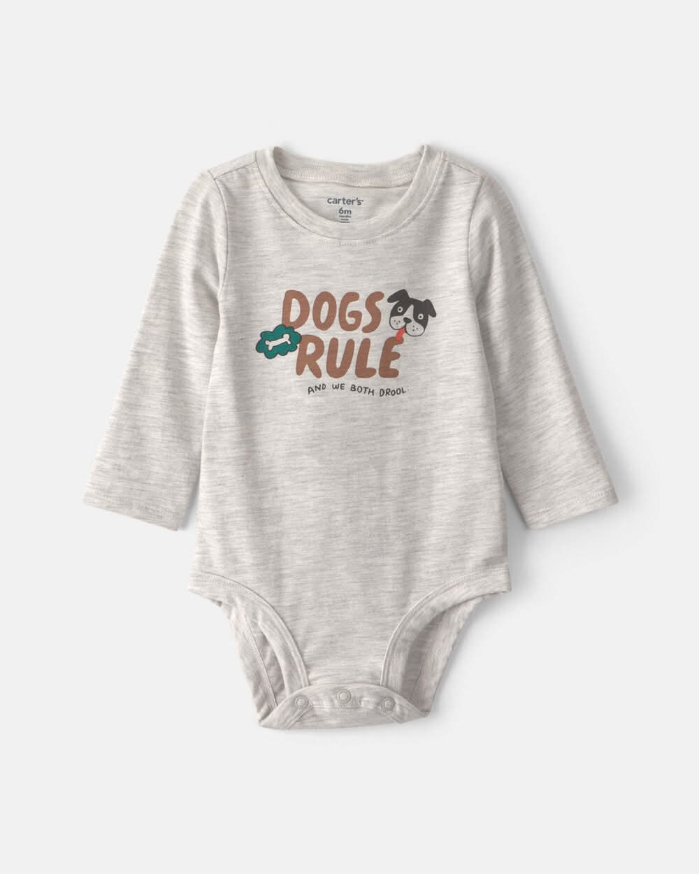 Baby 'Dogs Rule' Long-Sleeve Graphic Bodysuit - Grey - 18M