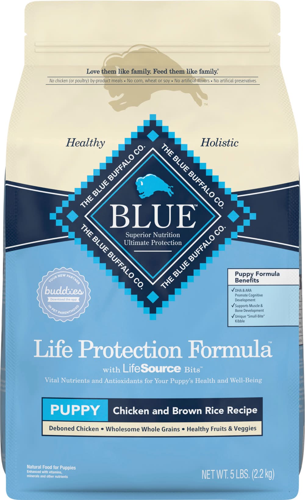 Blue Buffalo Life Protection Formula Dry Dog Food, Chicken and Brown Rice, Puppy (5 lbs)
