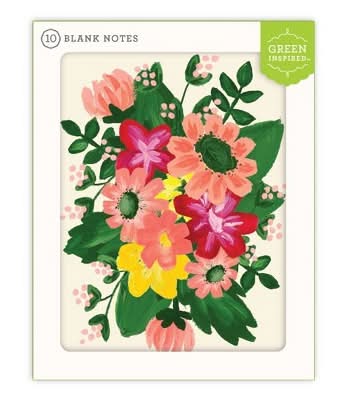 Green Inspired Spring Flowers Blank Cards & All Occasions With Envelopes (10 ct)