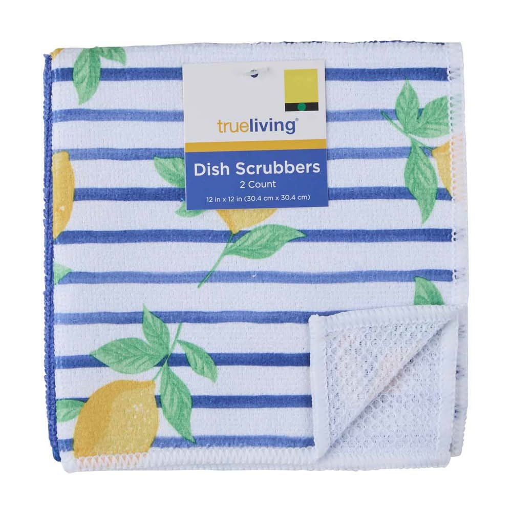 True Living Lemon Dish Scrubber 12x12 In 2 Ct 4 Assorted Designs