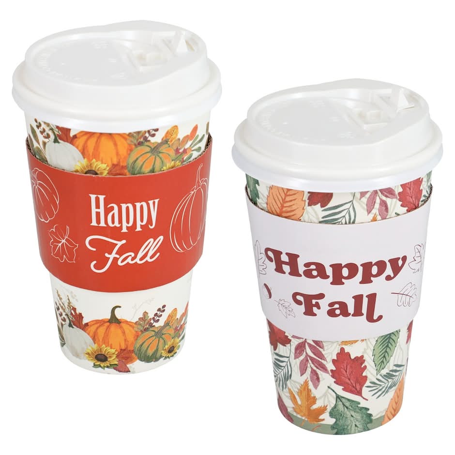 Seasonal Collection Harvest Theme Coffee Cup, Assorted Designs, 4-pc Pack.