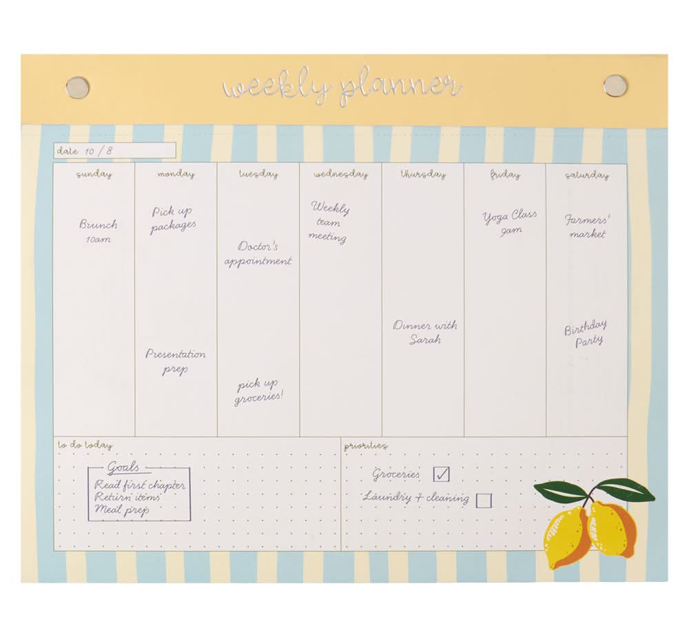 Pembrook Weekly Calendar - Tear Off - Lemon