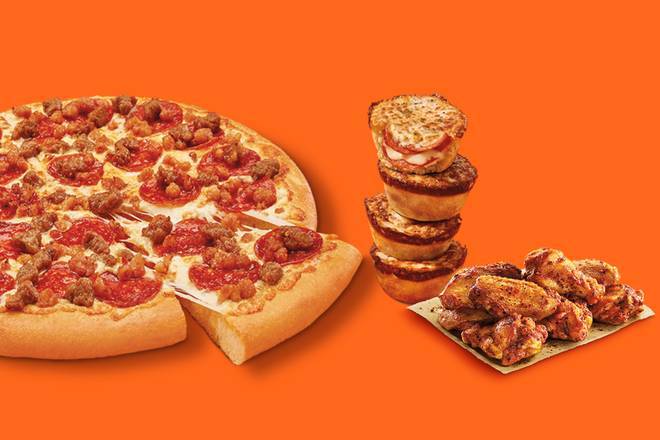 Ultimate Fan Favourite Large Bundle: Large 3 Meat Treat, Caesar Wings & Pepperoni Crazy Puffs