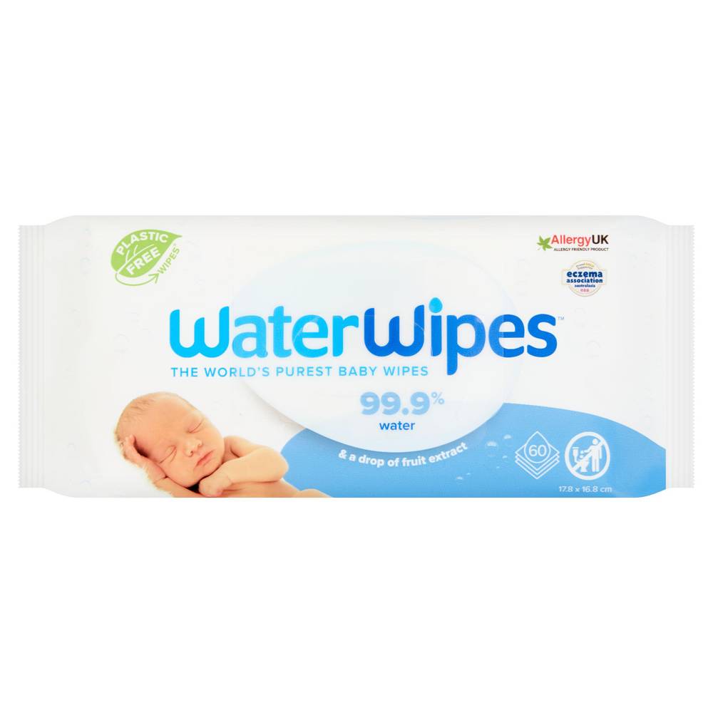 WaterWipes Sensitive Biodegradable Newborn Baby Wipes x60