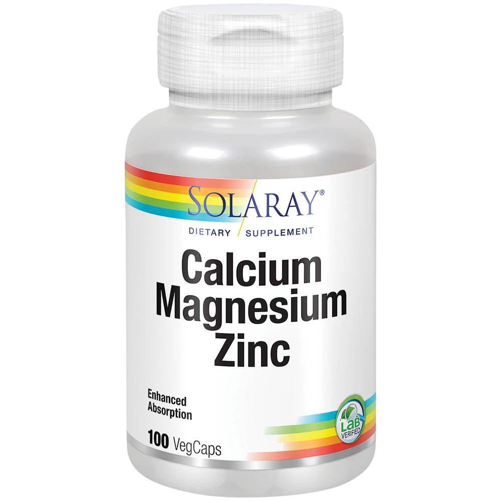 Solaray Calcium Magnesium Zinc - Full Range Amino Acid Chelates (100 ct)