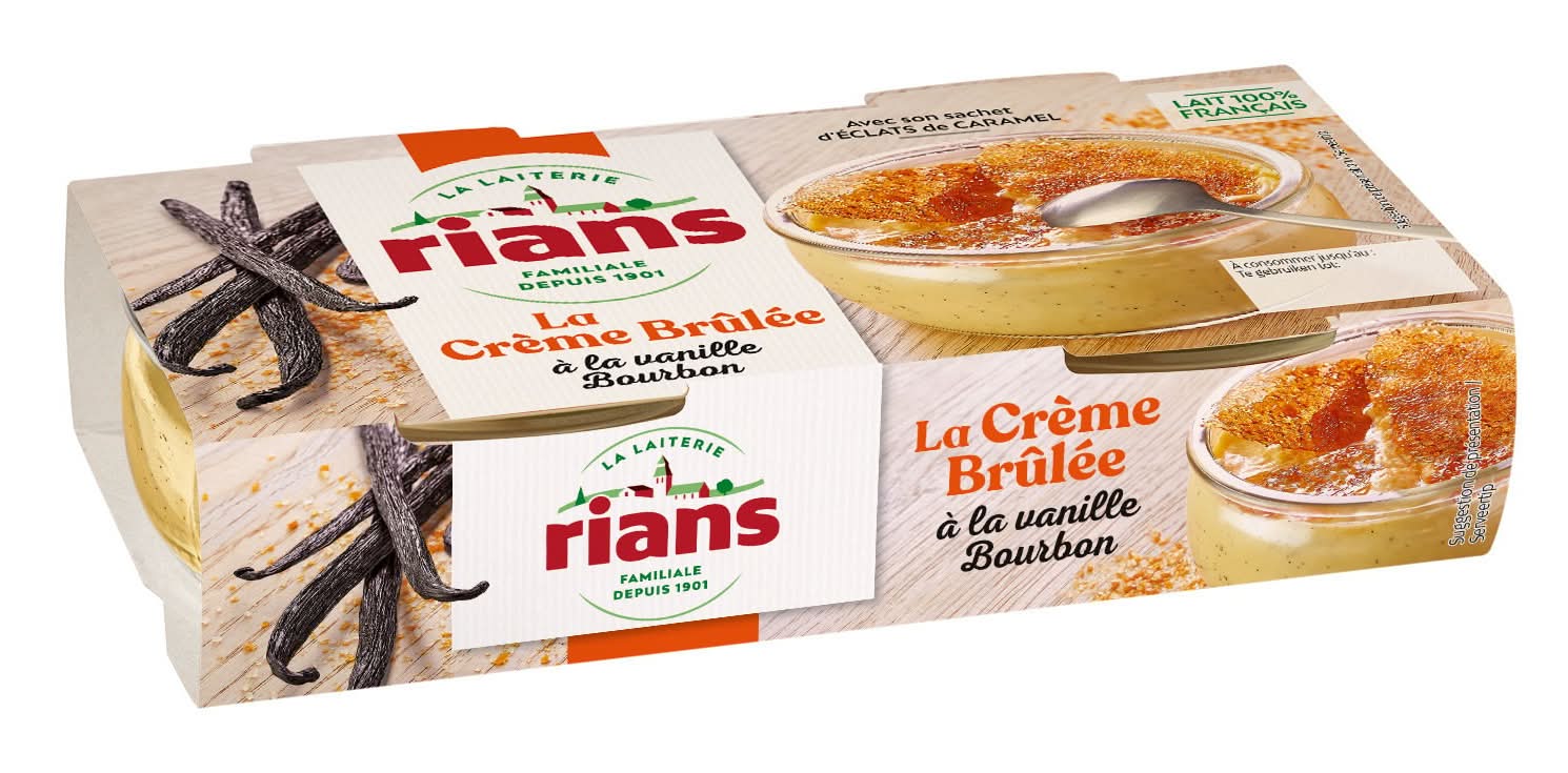 Dessert crème brûlée  Rians - les 2 pots de 100 g