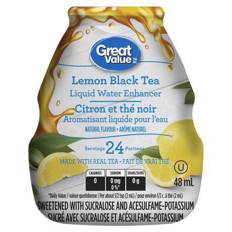 Great value great value citron et thé noir aromatisant liquide pour l'eau (48 ml, citron et thé noir) - lemon black tea liquid water enhancer (48 ml)