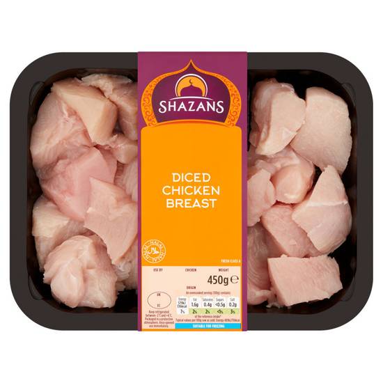 Shazans Halal Diced Chicken Breast 450g