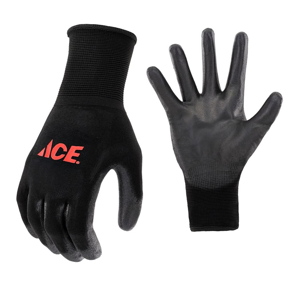 ACE Men'S Indoor/Outdoor Coated Work Gloves Black L 1 Pair