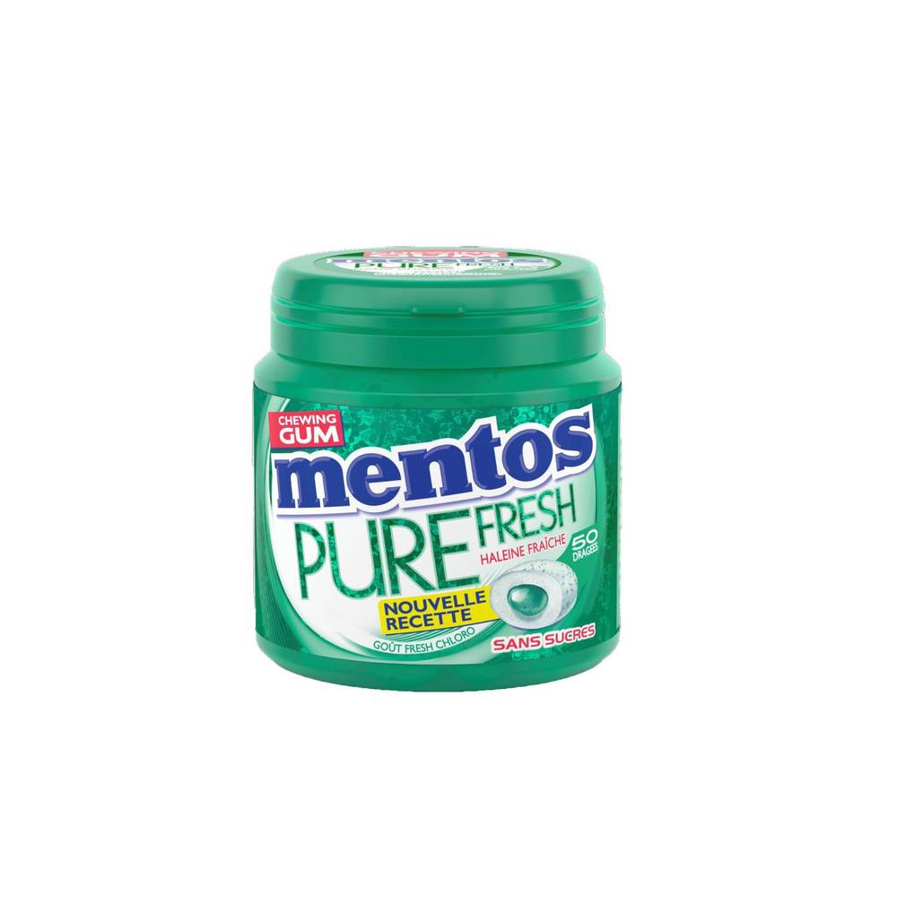 Mentos - Chewing gum pure fresh chlorophylle sans sucres dragées (50)