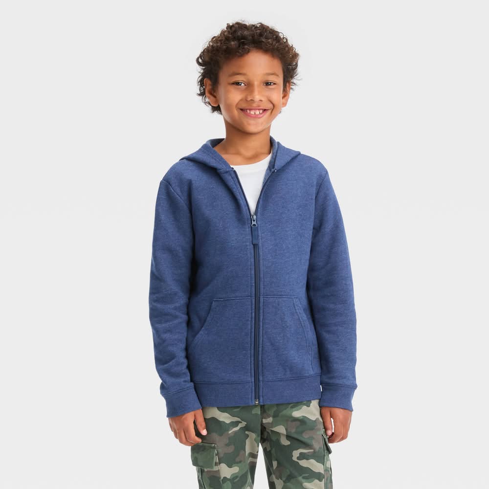 Cat & Jack Boys' Fleece Zip Up Sweatshirt, S, Navy Blue