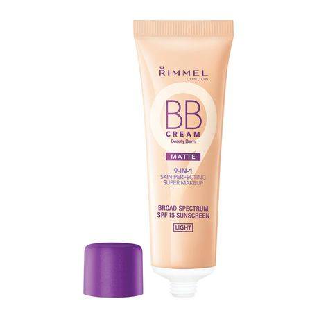 Rimmel Crème BB Mate, réduit l''apparence des pores, matifie et contrôle la brillance, pour une couvrance toute la journée, 100% Sans Cruauté (Couleur: Light - 001)