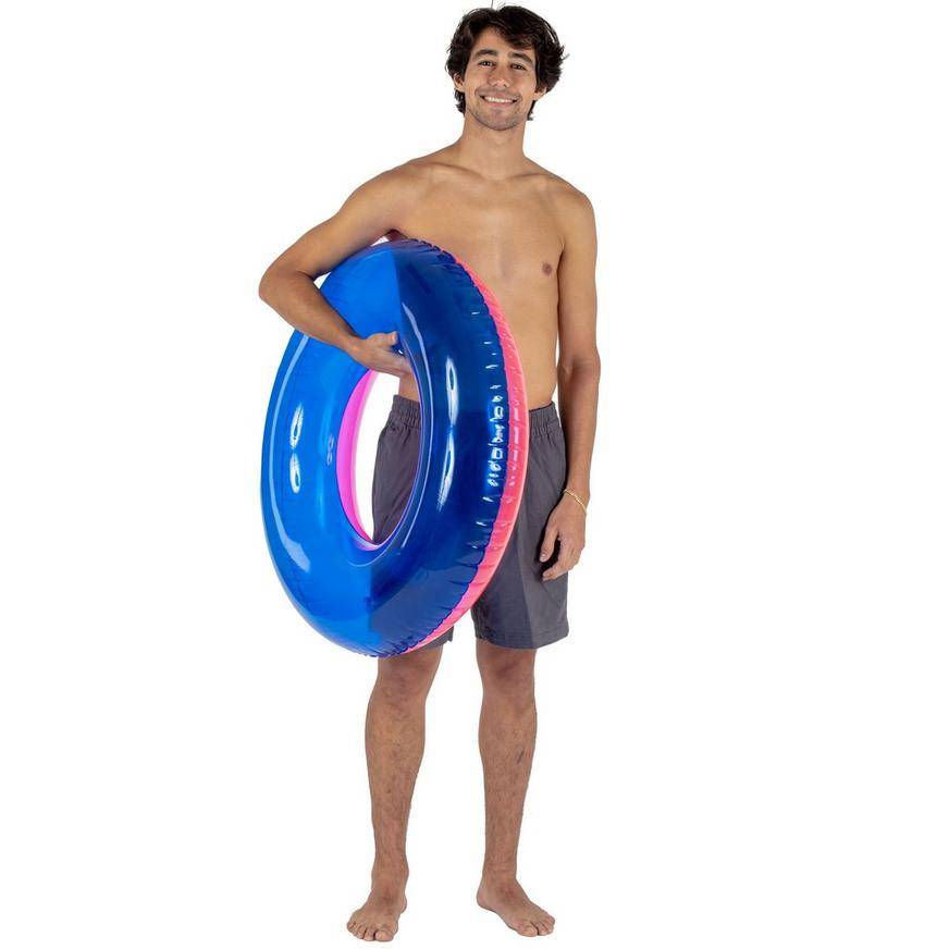 PoolCandy Translucent Blue Pink Inflatable Pool Tube, 33in