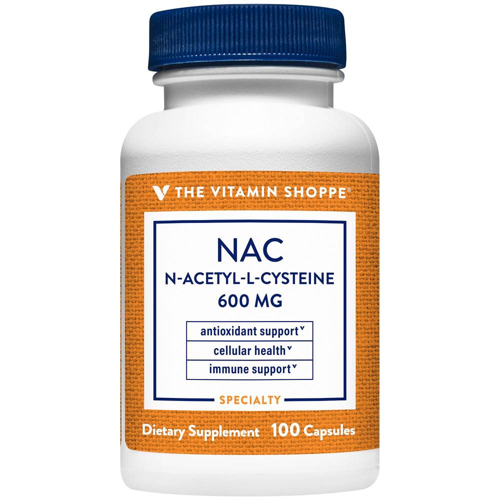 Nac N-Acetyl-L-Cysteine - Promotes Cellular Health, Immune & Antioxidant Support - 600 Mg (100 Capsules)