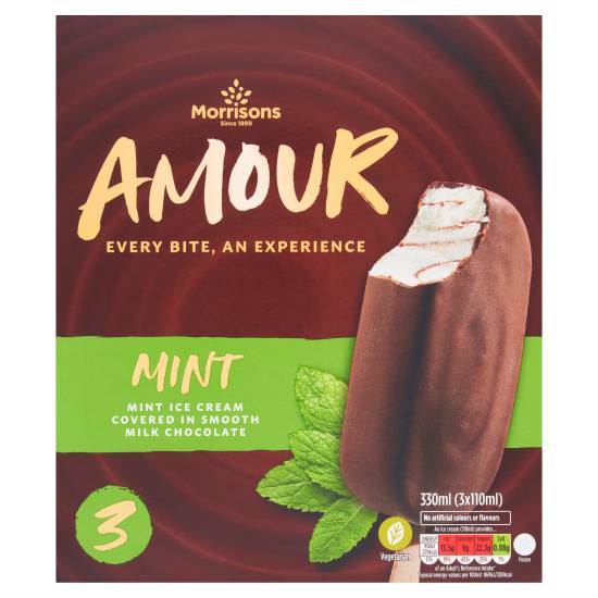 Morrisons Mint Ice Cream With Chocolate Sauce Covered in Milk Chocolate.