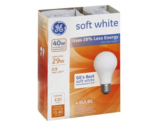 GE · 40w Soft White Light Bulbs (4 bulbs)