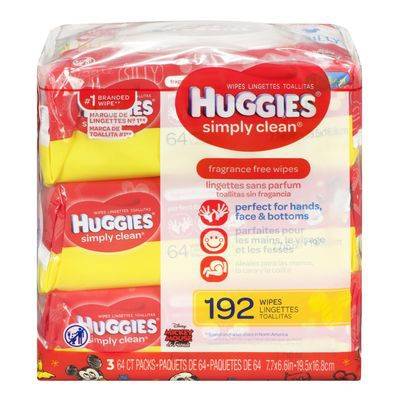 Huggies Simply Clean Fragrance Free Wipes (3 units)
