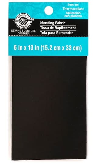 Loops & Threads Iron-On Mending Fabric, 6 x 13 inch, Black