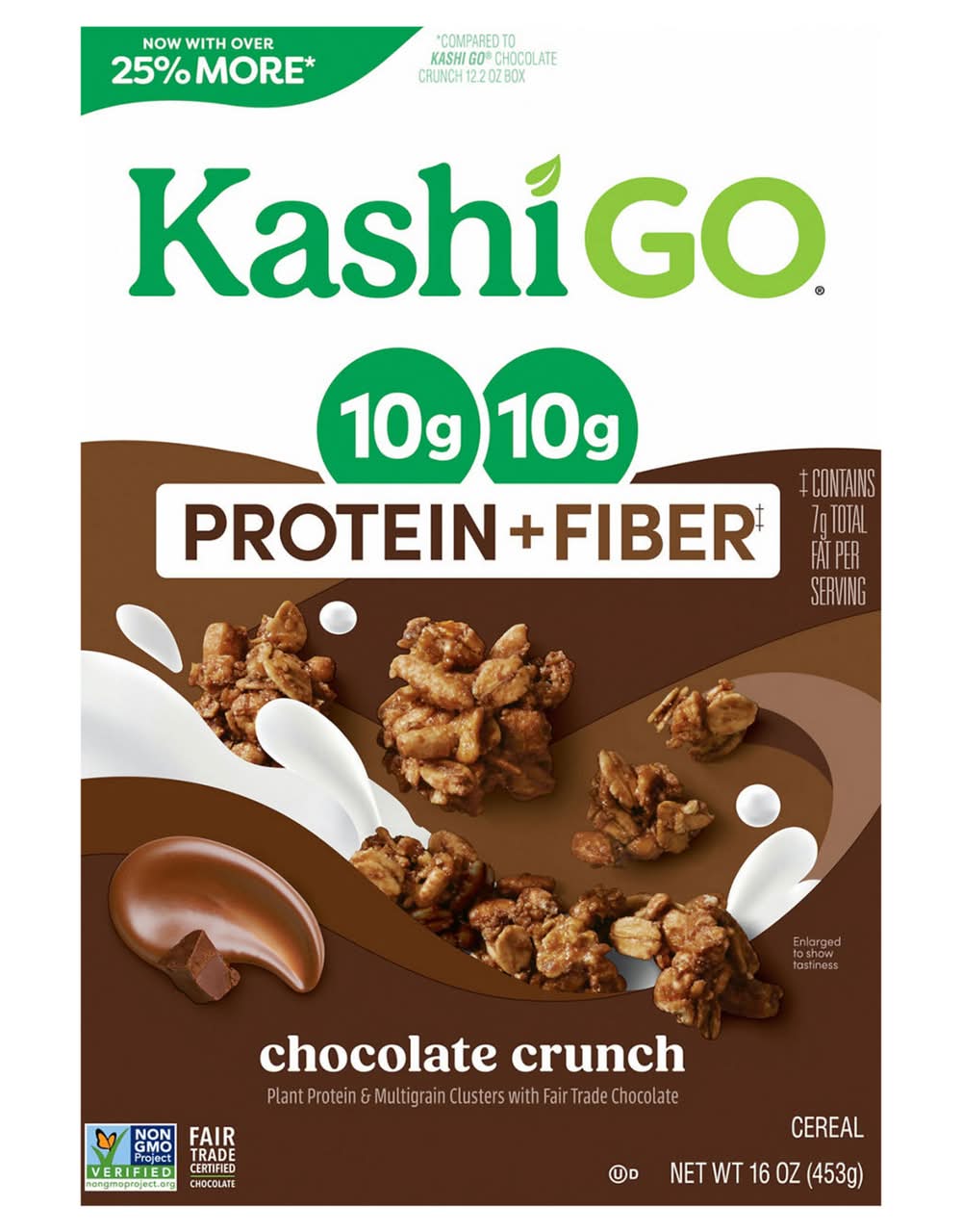 Kashi GO Protein+Fiber Cold Breakfast Cereal, Chocolate Crunch (16 oz)