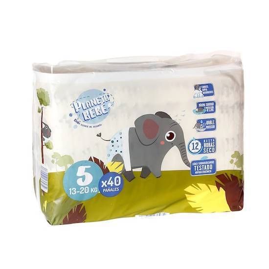 Pañales 13-20 kgs talla 5 Planeta Bebé bolsa 40 unidades)