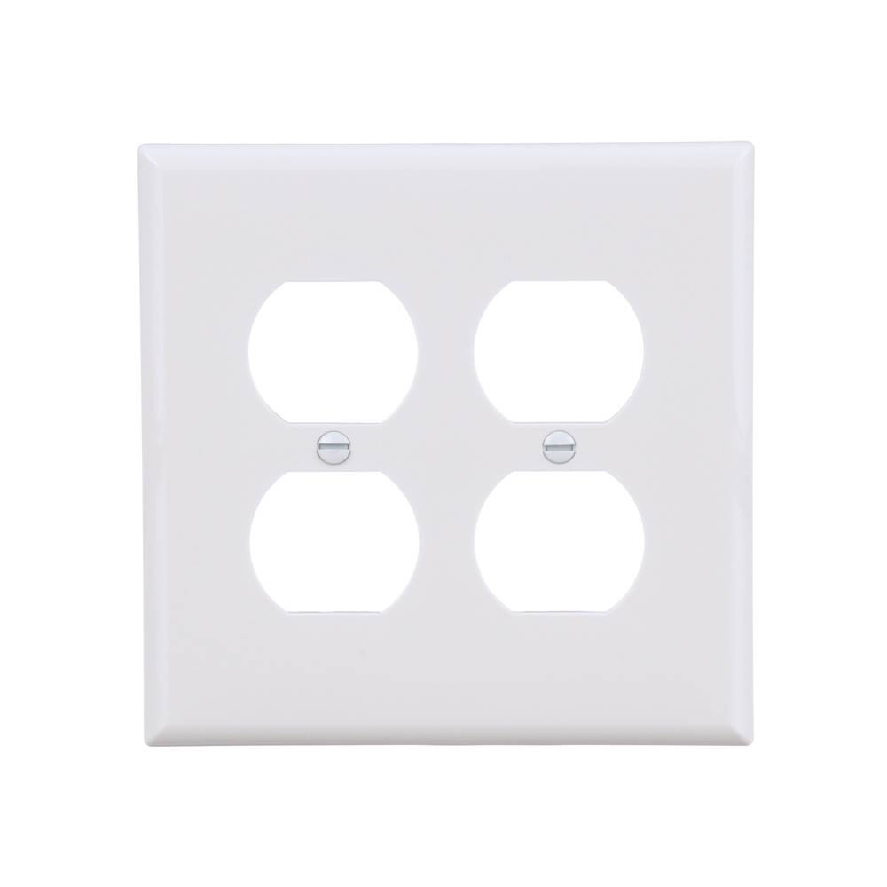 Eaton 2-Gang Midsize White Polycarbonate Indoor Duplex Wall Plate | PJ82W-F-LW