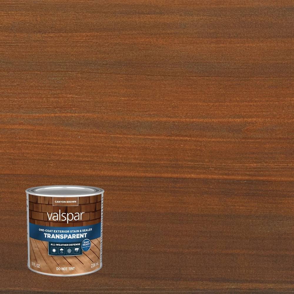 Valspar Pre-tinted Canyon Brown Transparent Exterior Wood Stain and Sealer (Half-pint) | VL1028078-12