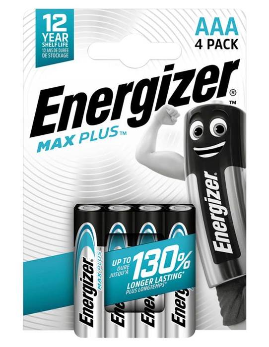 Energizer Max Plus AAA Batteries Alkaline 4 Pack (395469)
