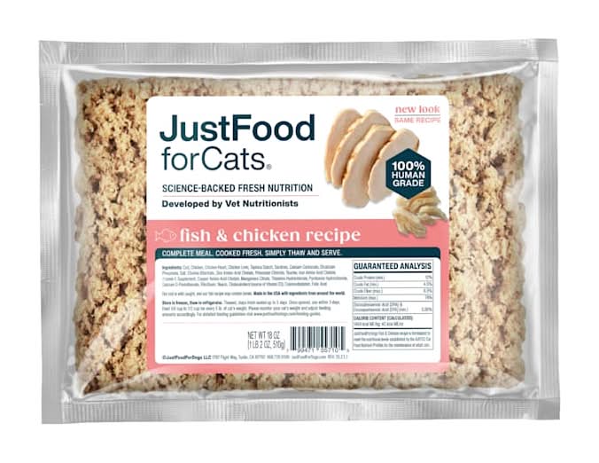 JustFoodForDogs Daily Diets Fish and Chicken Frozen Cat Food (18 oz)