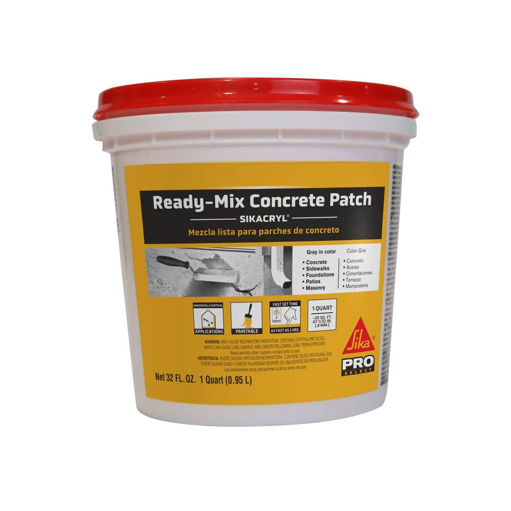 Sika Fast Setting Acrylic Concrete Patch - Gray, 32 oz - Interior/Exterior Use - Trowel Application - Up to 1/4-in Thickness | 472189