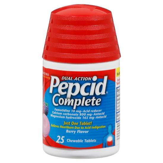 Pepcid Complete Acid Reducer + Antacid Chewable Berry Tablets, (25 ct)