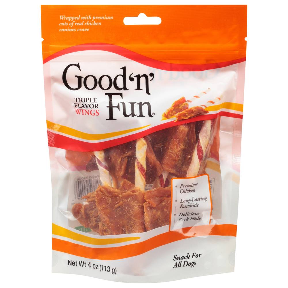 Good 'n' Fun Triple Flavor Wings Snack For All Dogs (4 oz)