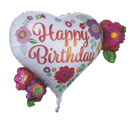 INFLATED Happy Birthday Floral Foil Heart Balloon 27in