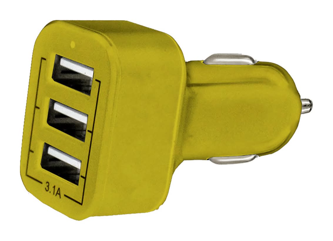 Wireless Gear Usb Car Charger 3 Port 3.1 Amp, Gold